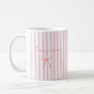 Caneca De Café Texto Personalizado Foto Listras Rosa Coquette