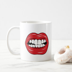 Caneca De Café Texto Personalizado Lábios Vermelhos Divertidos Bo