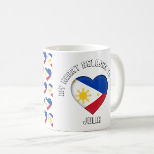 Caneca De Café Texto Personalizado O Padrão De Corações De Sinali