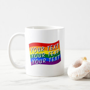 Caneca De Café Texto personalizado Orgulho gay do Sinalizador Arc