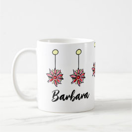 Caneca De Café Texto Personalizado Padrão Clássico de Flor Cute M