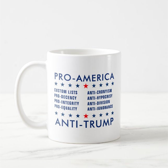 Caneca De Café Texto Personalizado Pro-América Anti-Trump Não-Par (Esquerda)