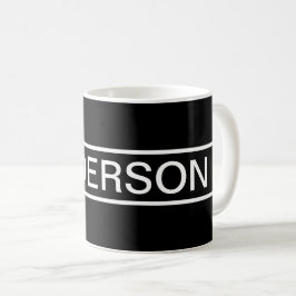 Caneca De Café Texto personalizável | Preto e Branco Moderno Negr