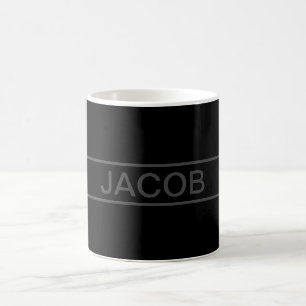 Caneca De Café Texto Personalizável   Preto Moderno e Cinza Escur