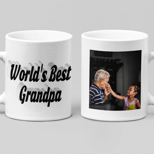 Caneca De Café Texto preto das melhores fotos do avô (Criador carregado)