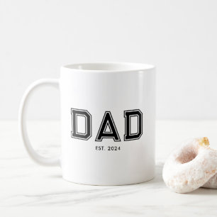 Caneca De Café Texto Preto Minimalista e Negrito Dad Estabelecido
