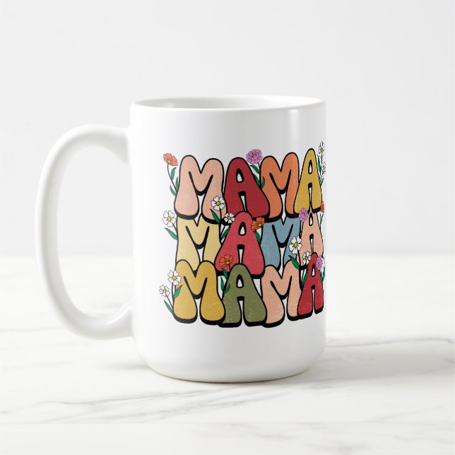 Caneca De Café Texto Retroativo da mamãe dia de as mães (Esquerda)