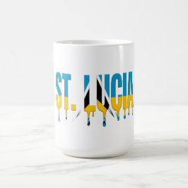 Caneca De Café Texto St. Lucia Drip | Design de bandeira caribenh
