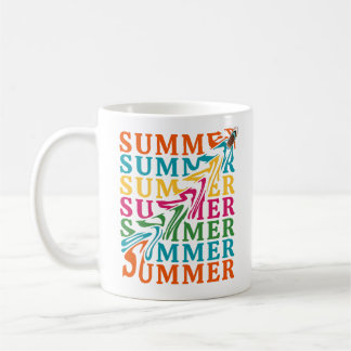 Caneca De Café Texto "SUMMER" de onda retroativa Design