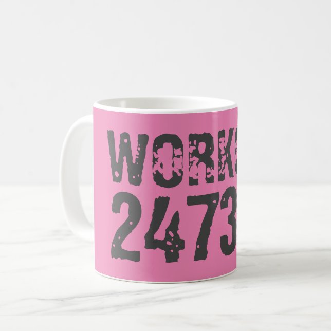 Caneca De Café Texto vestido e arranhado Workout 247365 rosa (Frente Esquerda)