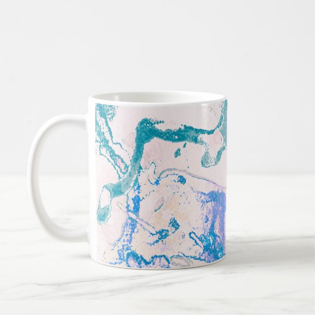 Caneca De Café Textura artística. Bright Violet Border. Violet Ar (Esquerda)