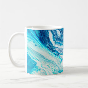 Caneca De Café Textura azul de mármore líquido