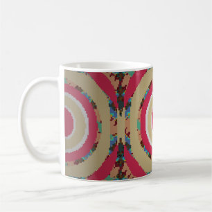 Caneca De Café Textura bege, rosa e azul. Abstrato. H