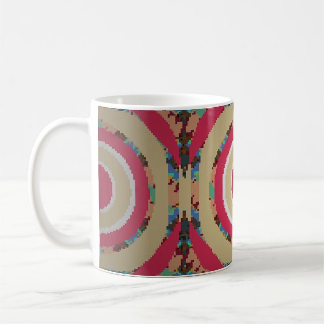 Caneca De Café Textura bege, rosa e azul. Abstrato. H (Esquerda)