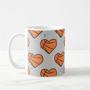 Caneca De Café Textura De Bola De Basquete Em Forma De Coração -