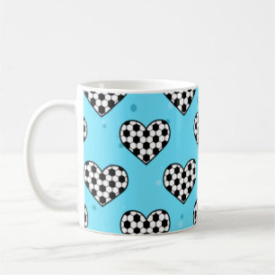 Caneca De Café Textura de bola de futebol - fundo azul