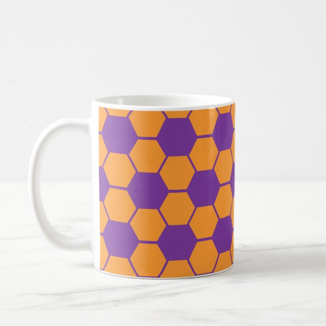 Caneca De Café Textura de bola de futebol / futebol - roxo e lara (Esquerda)