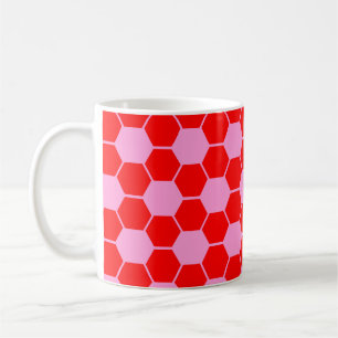 Caneca De Café Textura de Bola de Futebol - Vermelho & Rosa