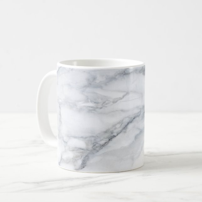 Caneca De Café Textura de Carrara Calacatta, mármore branco (Frente Esquerda)