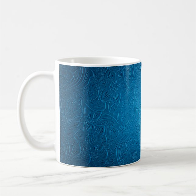 Caneca De Café Textura de couro azul (Esquerda)