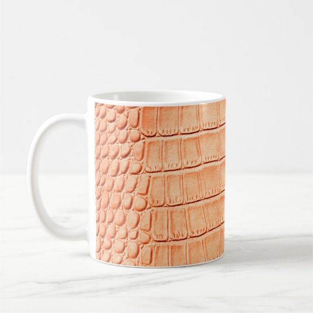 Caneca De Café Textura de couro de crocodilo castanho-claro (Esquerda)