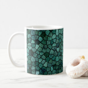 Caneca De Café Textura de Crosta de Mosaico Oceânico Padrão Abstr