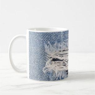 Caneca De Café Textura de Jeans com risca desbotada