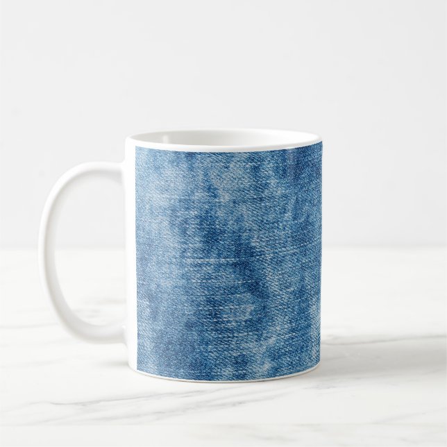 Caneca De Café Textura de jeans de denim azul (Esquerda)
