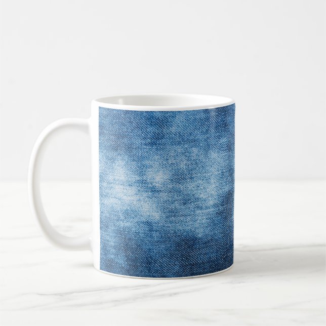 Caneca De Café Textura de jeans de denim azul (Esquerda)