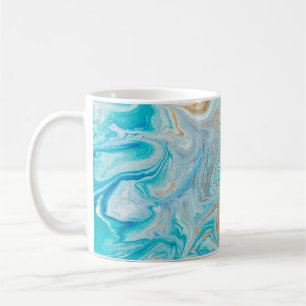 Caneca De Café textura de mármore azul abstrato