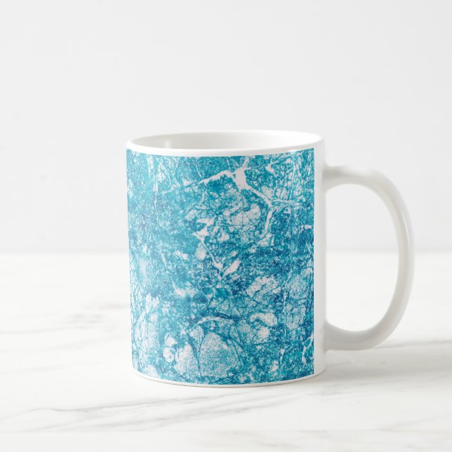 Caneca De Café Textura de mármore azul e branco (Direita)