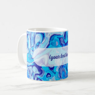 Caneca De Café Textura de Mármore Azul Gélido Metálico Líquido Ab