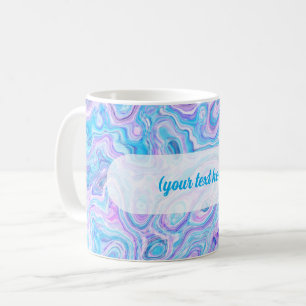 Caneca De Café Textura de Mármore Azul Violeta Pintura Líquida Ab
