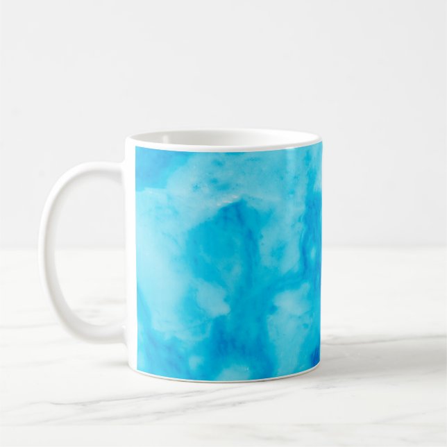 Caneca De Café Textura de mármore branco azul com padrão natural (Esquerda)