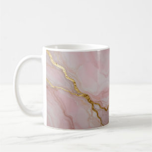 Caneca De Café Textura de mármore dourado e rosa