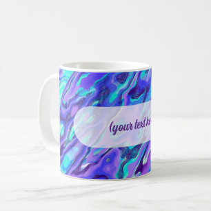 Caneca De Café Textura de Mármore Neon Roxo Abstrato Pintura Líqu