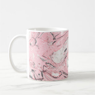 Caneca De Café Textura de mármore rosa e preto. Abstrato moderno