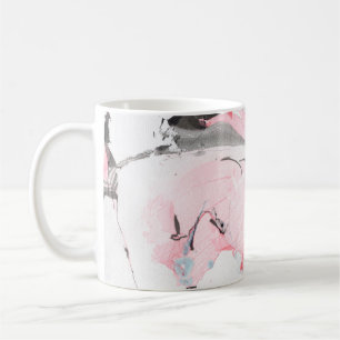 Caneca De Café Textura de mármore rosa e preto. Desenho manual