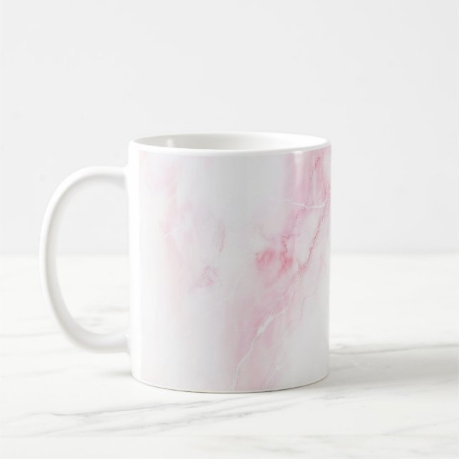 Caneca De Café Textura de mármore rosa suave (Esquerda)