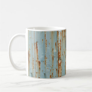 Caneca De Café Textura de metal pintada de azul enferrujado