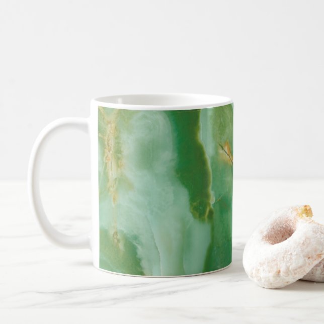 Caneca De Café Textura de pedra branca e verde (Com Donut)