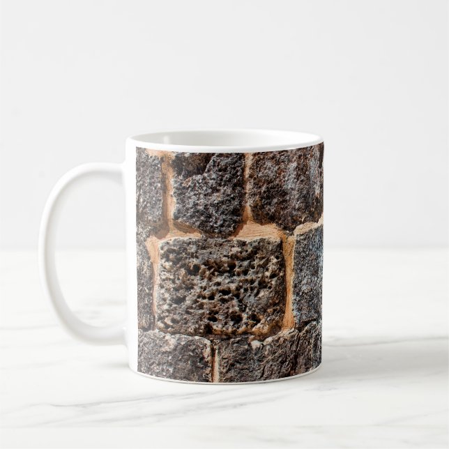 Caneca De Café Textura de pedra de alvenaria de parede (Esquerda)