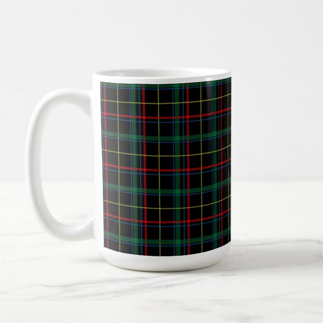 Caneca De Café Textura de xadrez com fundo preto (Esquerda)