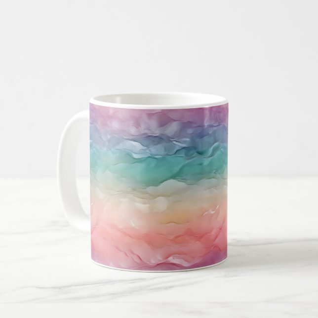 Caneca De Café Textura do arco-íris do Ombre (Frente Esquerda)