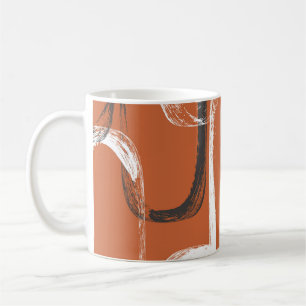 Caneca De Café Textura do Pincel: Fundo Laranja Sem Costura