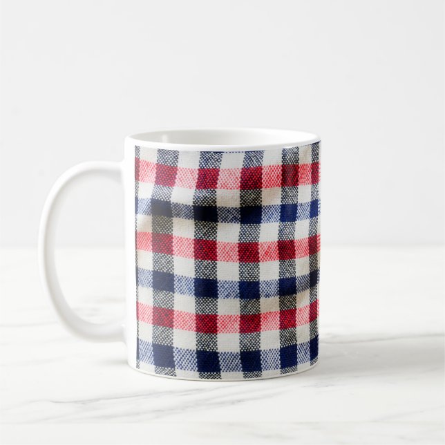 Caneca De Café textura do tecido escocês, tecido de algodão quadr (Esquerda)