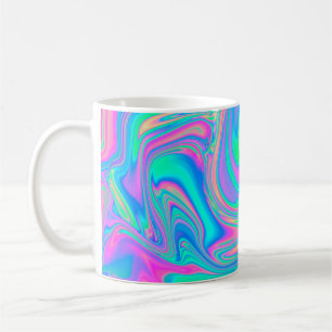 Caneca De Café Textura holográfica iridescente e marmoreada em vi