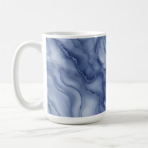 Caneca De Café Textura Orgânica Semelhante ao Mármore Azul-Marinh