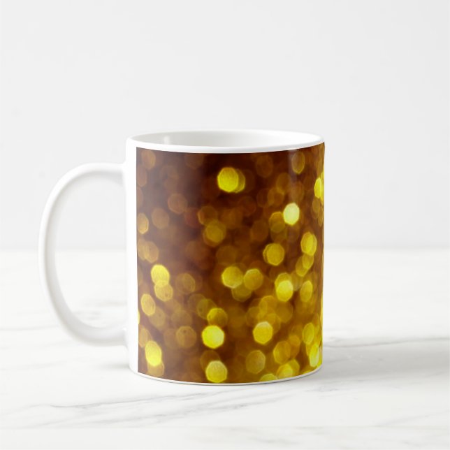 Caneca De Café textura ouro de brilho abstrato de natal (Esquerda)