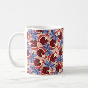 Caneca De Café textura repetida vintage com romã estilizado